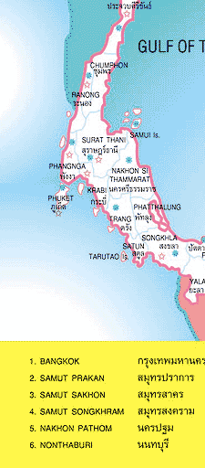 Map of Thailand 3, showing the positions of the provinces